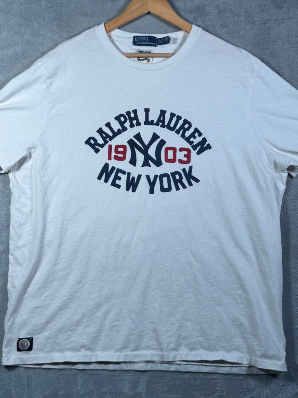 Polo Ralph Lauren T-Shirt Mens XXL White NY Yankees MLB Cooperstown Graphic